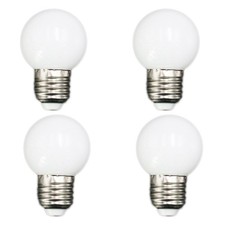 4X E27 LEDBulbs - E27 1W Pe Frosted LEDGlobe  White/Red/Green//Ylellow Lamp7542