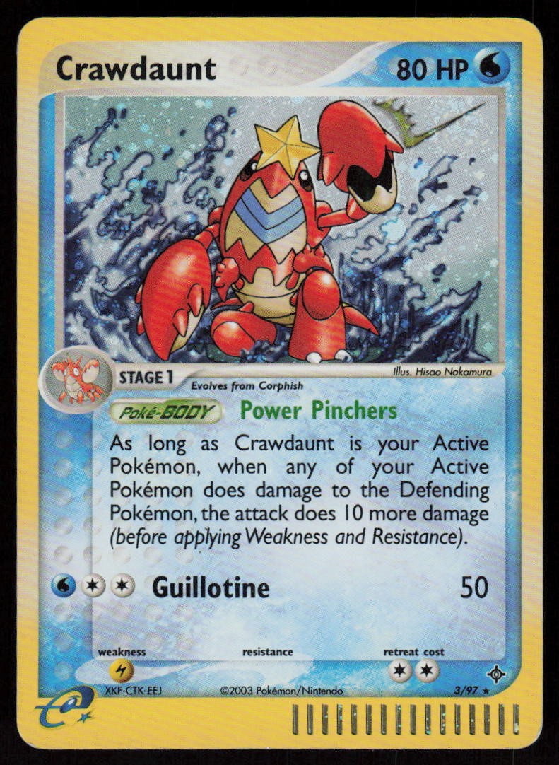 Crawdaunt 3/97 Rare Dragon Pokemon Holo Lightly Played