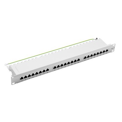 19'' Patchpanel Cat.6 250MHz 24-Port 1HE RJ45 geschirmt grau 1GB LAN ProfiPatch