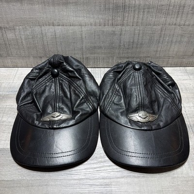 RARE 2003 Lot of 2 Harley-Davidson 100th Anniversary Black Leather Hat