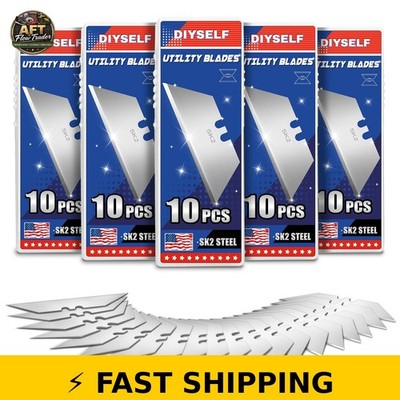 DIYSELF 50 Pack Heavy Duty Utility Knife Blades with Storage Box