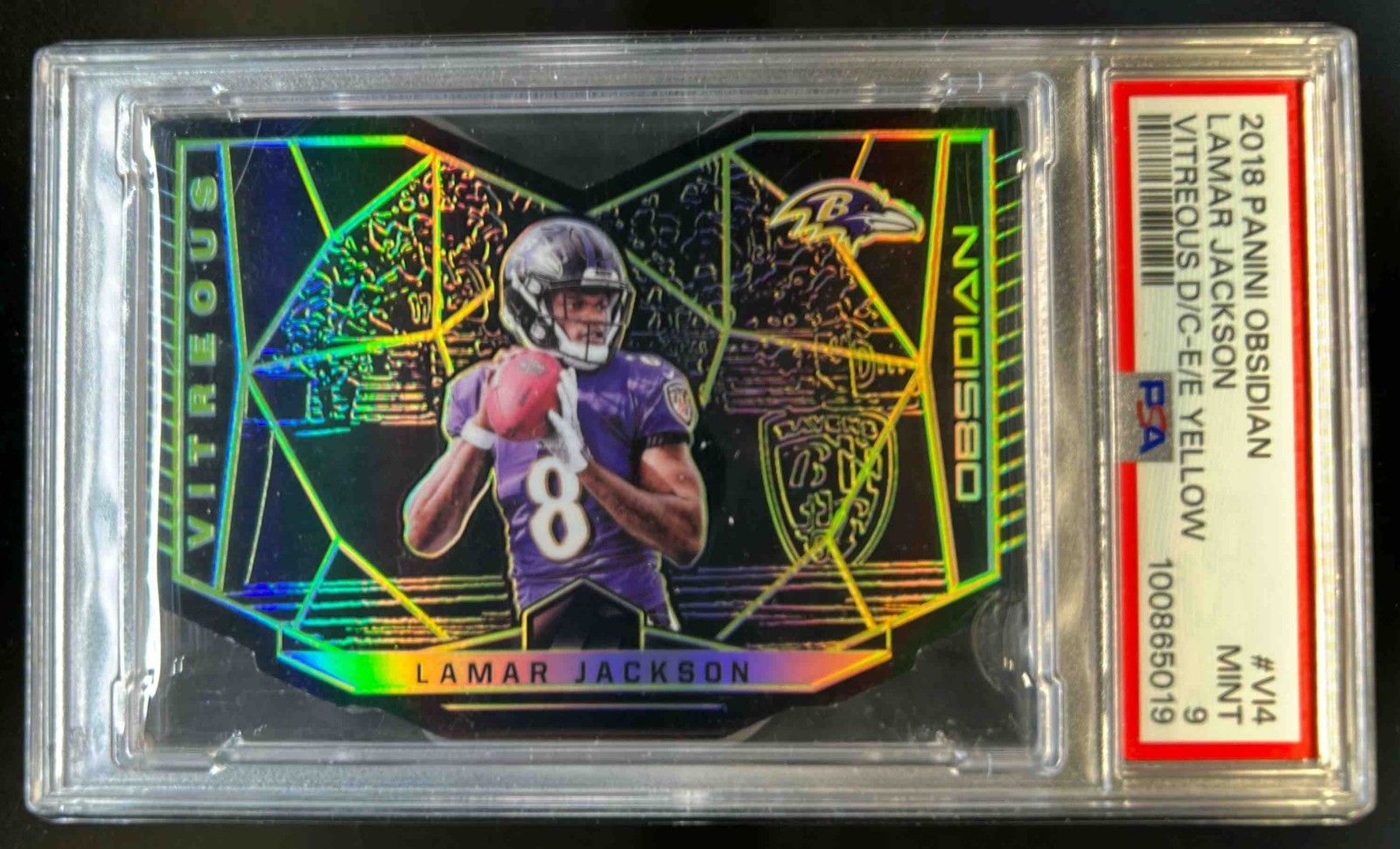 Lamar Jackson Panini Obsidian Vitreous Die-Cuts #VI4 Electric Etch Yellow