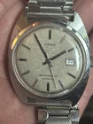 Working Vintage Timex Viscount 47550-03275 Automatic Linen Dial Date Watch i4