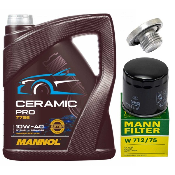 MotoröL Filter Set Mannol 10W-40 5 Liter + Schraube FüR Opel Vectra B Astra G-image
