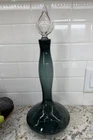 VTG Blenko Glass Genie Bottle With Stopper 17" H Charcoal & Clear Wayne Husted