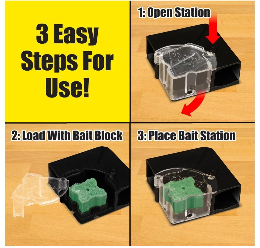 d-Con Refillable Mouse Bait Station &ndash; Includes 1 Station + 12 Bait Blocks, Kills