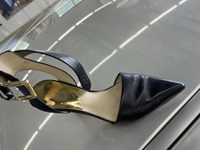 Michael Kors Women s Black/Gold Leather Point...