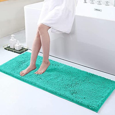  Luxury Chenille Bathroom Rugs 47x17, Extra Soft and 47'' x 17'' Turquoise