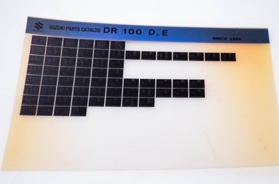 OEM Suzuki DR 100 D,E 1984/March Parts Catalog Microfiche