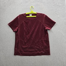 Jaanuu Women Scrub Top L Burgundy Zipper Logo Short Sleeve