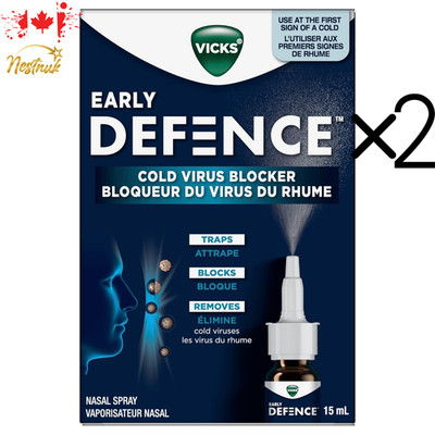 Vicks Early Defence Nasal Spray 15mL ×2 | Cold Virus Blocker | Canada Import