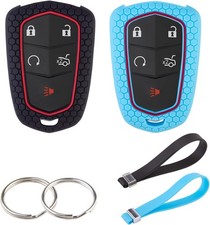 Key Fob Cover for Cadillac Escalade, Silicone Protector with Black  Blue