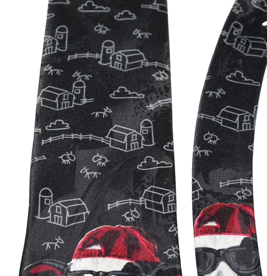 Gravata vaca com chapéu de beisebol novidade gravata preta vício 3 7\8 "X 54" - Imagem 4 de 4