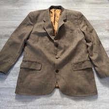 Vintage Pierre Balmain Wool Blazer Jacket Brown Houndstooth Sport coat Men s 42