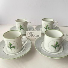Christian Dior MILLY LA FORET Demitasse Cup & Saucer 4 Set Lily of the Valley
