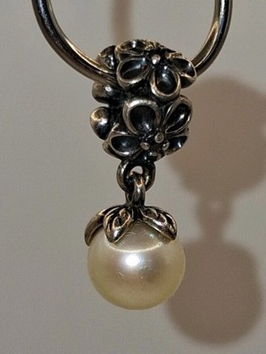 Echt Pandora Silber Garten Odyssee Perle Blume Dangle Charm 790858P