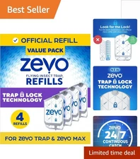 Indoor Fly Trap Refill Set - 4 Cartridges, UV Light Luring for Mess-Free Action