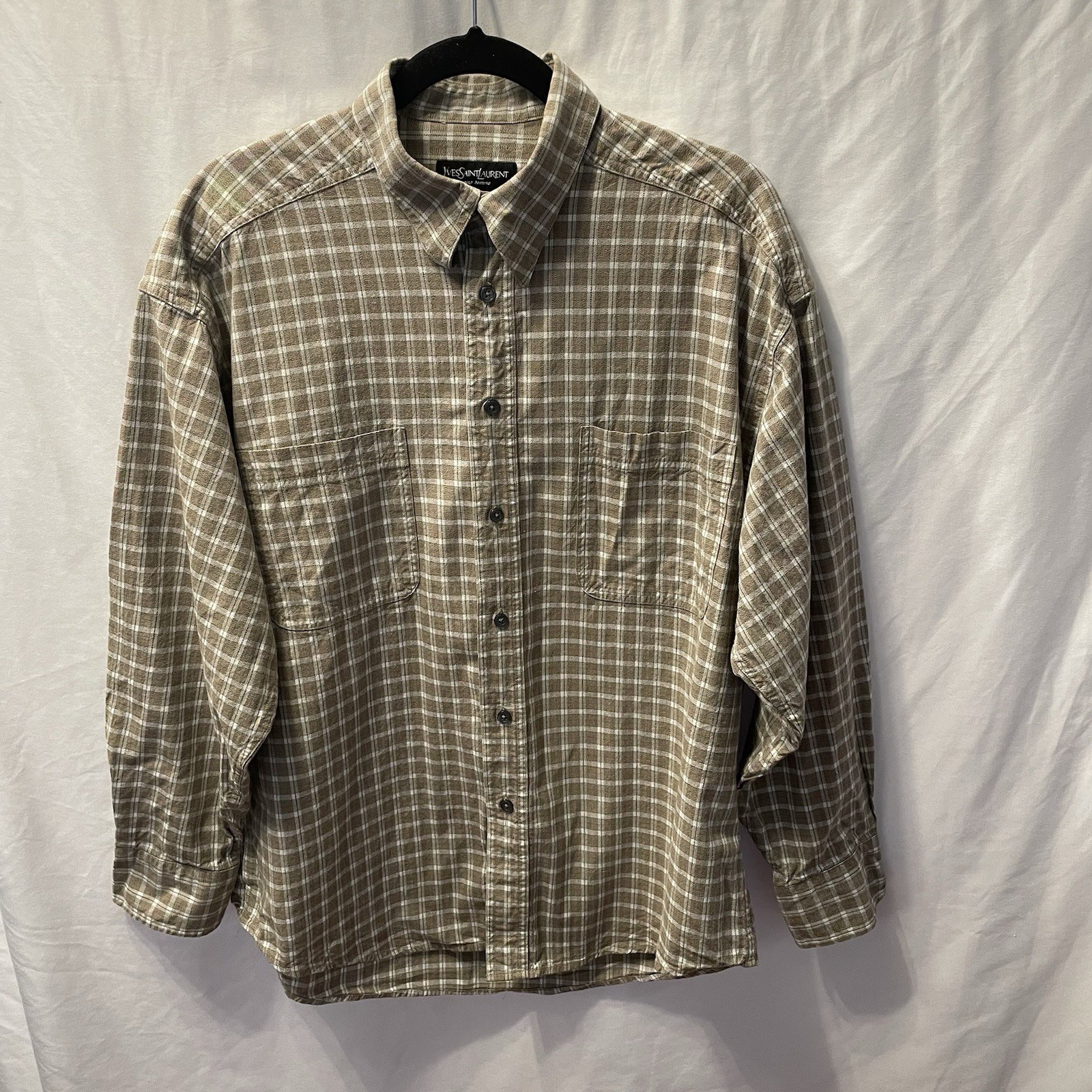 Camicia Yves Saint Laurent Pour Homme manica lunga abbottonata a quadri taglia large YSL