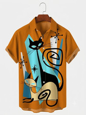 Hawaiian Shirt Retro Bowling Style Button Up ...