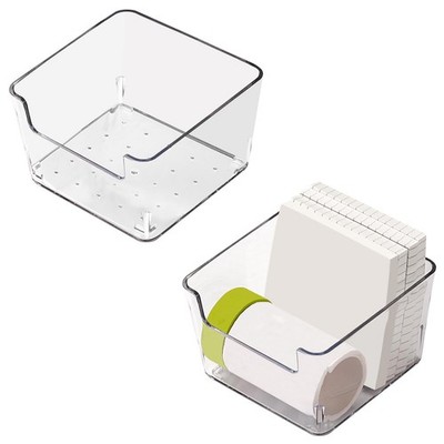 Clear Acrylic Sticky Note Holder, 3.7 x 3.7 x 2.4 In Notepad Holder, Memo Pad...