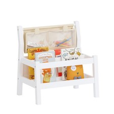 Montessori Bookshelf - Front-Facing Children  s Book Display with Storage Pouc...
