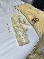 White Beige Sari With Readymade Blouse Size 3...