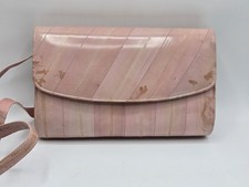 Vintage Lee Sands Pink Peach Genuine Eelskin Clutch Bifold Wallet Crossbody