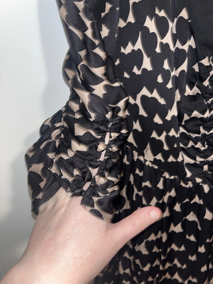 Juicy Couture платье 3/4 рукав колена длина оборки геометрический 100% шелк размер 8 - Изображение 4 из 4