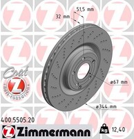 2X Zimmermann Bremsscheibe Coat Z 400.5505.20 FüR Mercedes C218 X218 CLS Brake