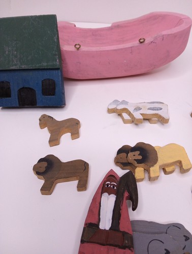 Noah's Ark Wooden Handmade Set Delton Products Toys Ark Noah w Animals - Picture 5 of 7