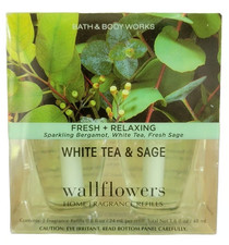 NEW Bath & Body Works White Tea & Sage Wallflowers Home Fragrance Refill, 2 Pack