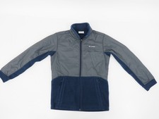 Columbia Boys' Steens Mountain Overlay Fleece Jacket Medium 10/12 Blue/ Gray