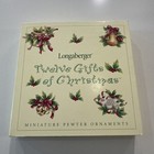 2000 Longaberger Twelve Days Gifts of Christmas Pewter Miniature Ornaments