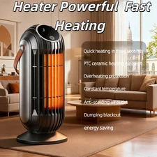 Portable Electric Space Heater w/ Thermostat, 1500W/700W Safe & Quiet Heater Fan