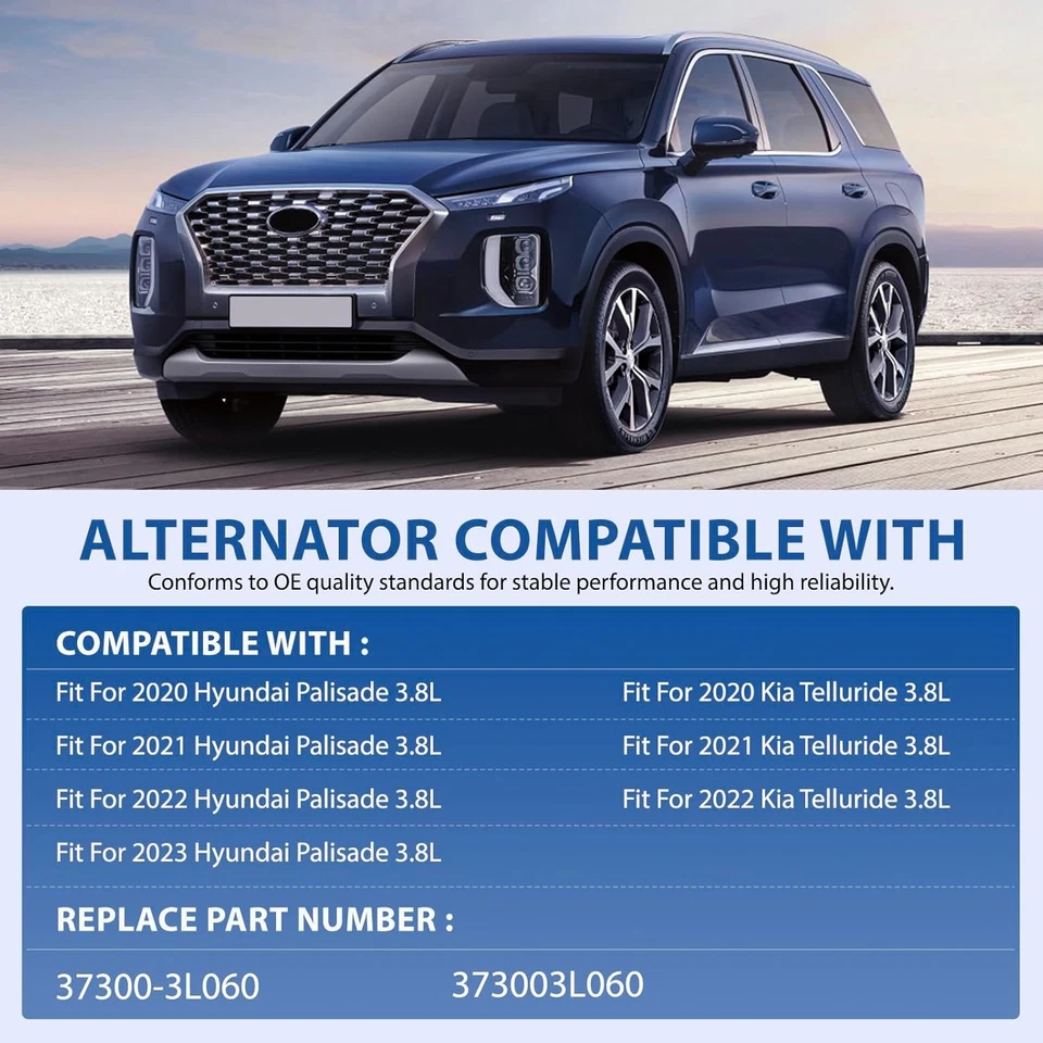 37300-3L060 for Alternator Hyundai Palisade 2020-23 Kia Telluride 2020-22 3.8L - Изображение 2 из 4