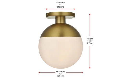 Living District Eclipse 12" Flush Mount Frosted White Shade In Satin Gold - Picture 8 of 9