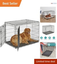 42-Inch Metal Dog Crate Large Breed Foldable Double Door with Divider