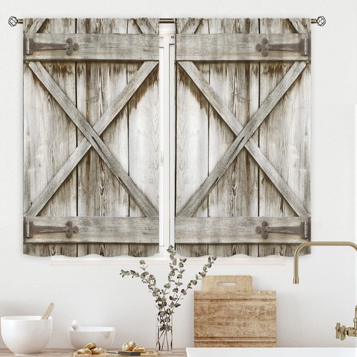Rustic Farmhouse Kitchen Window Curtains Over Sink - Rod Pocket 27.5W x 39L I...