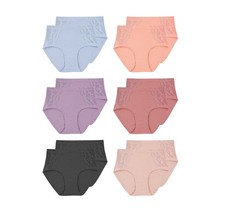 Women's Cotton Blend Lace Trim Detail Classic Mid-Rise Brief Panties Pack of 12