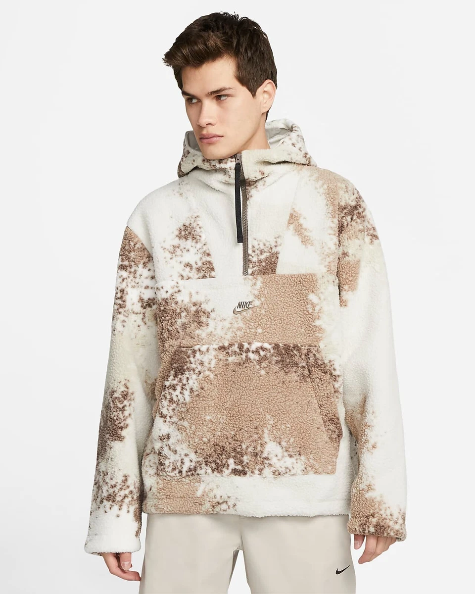 Nike SPORT ESSENTIALS+ HALF ZIP Fleece Hoody FAUX FUR sweat shirt Jacket Mens Lg