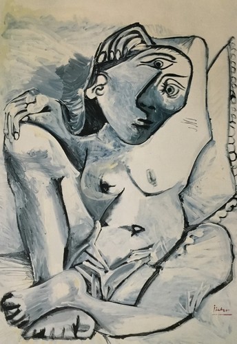 Pablo Picasso Portrait of Jaqueline Nude on a Pillow Custom Framed Print - Picture 2 of 2