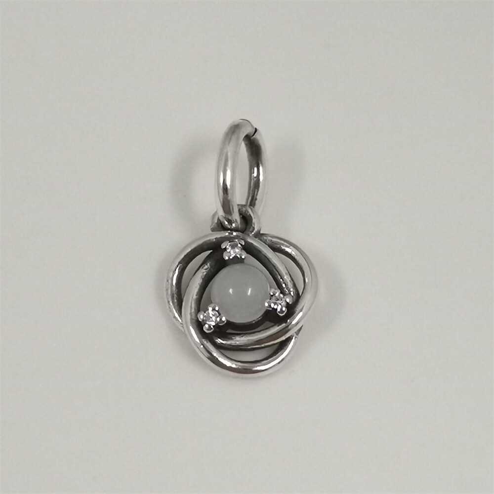Pandora White Eternity Circle Dangle Charm for June Birthstone