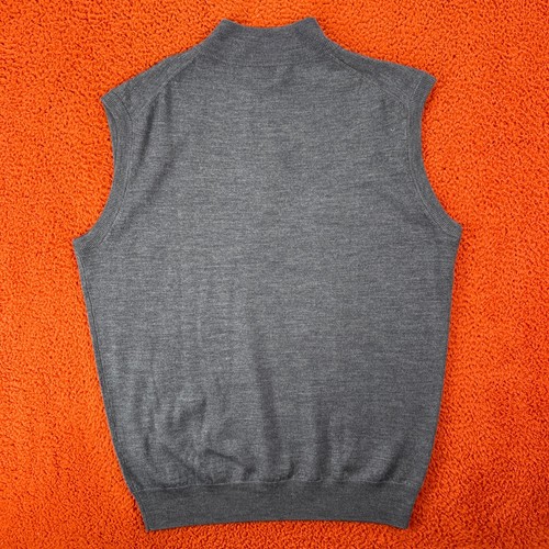 PETER MILLAR Mens MEDIUM Autumn Crest 1/4 Zip Sweater Vest Charcoal Merino Wool - Picture 7 of 7