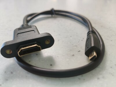 Raspberry Pi 4 Micro HDMI Male to HDMI Female Adapter Panel Mount 