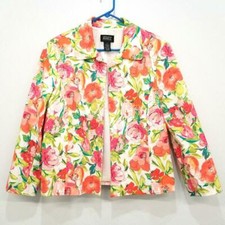    Adrianna Papell Multicolor Floral Blazer Jacket Sz Petite Large 12 14   