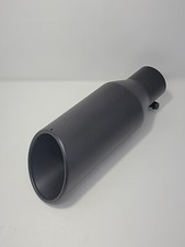 Exhaust Tip Black Powder Coated Series Round Rolled Edge Angle Cut Bolt-on New