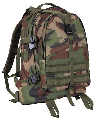 Woodland Camouflage Large Transport Pack Backpack - Camo 19'' MOLLE Tactical Bag