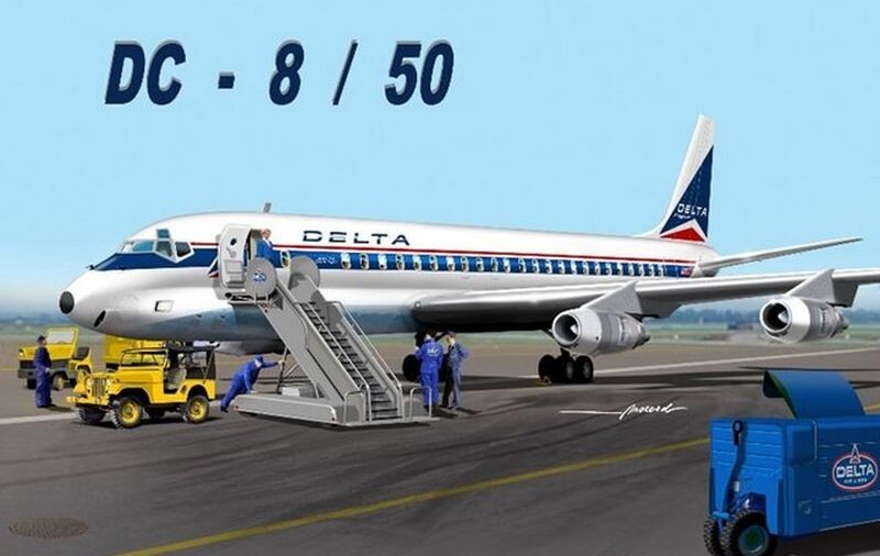 New! Mach2 GP.110DAL Delta Airlines Douglas DC-8-50 - 1:72