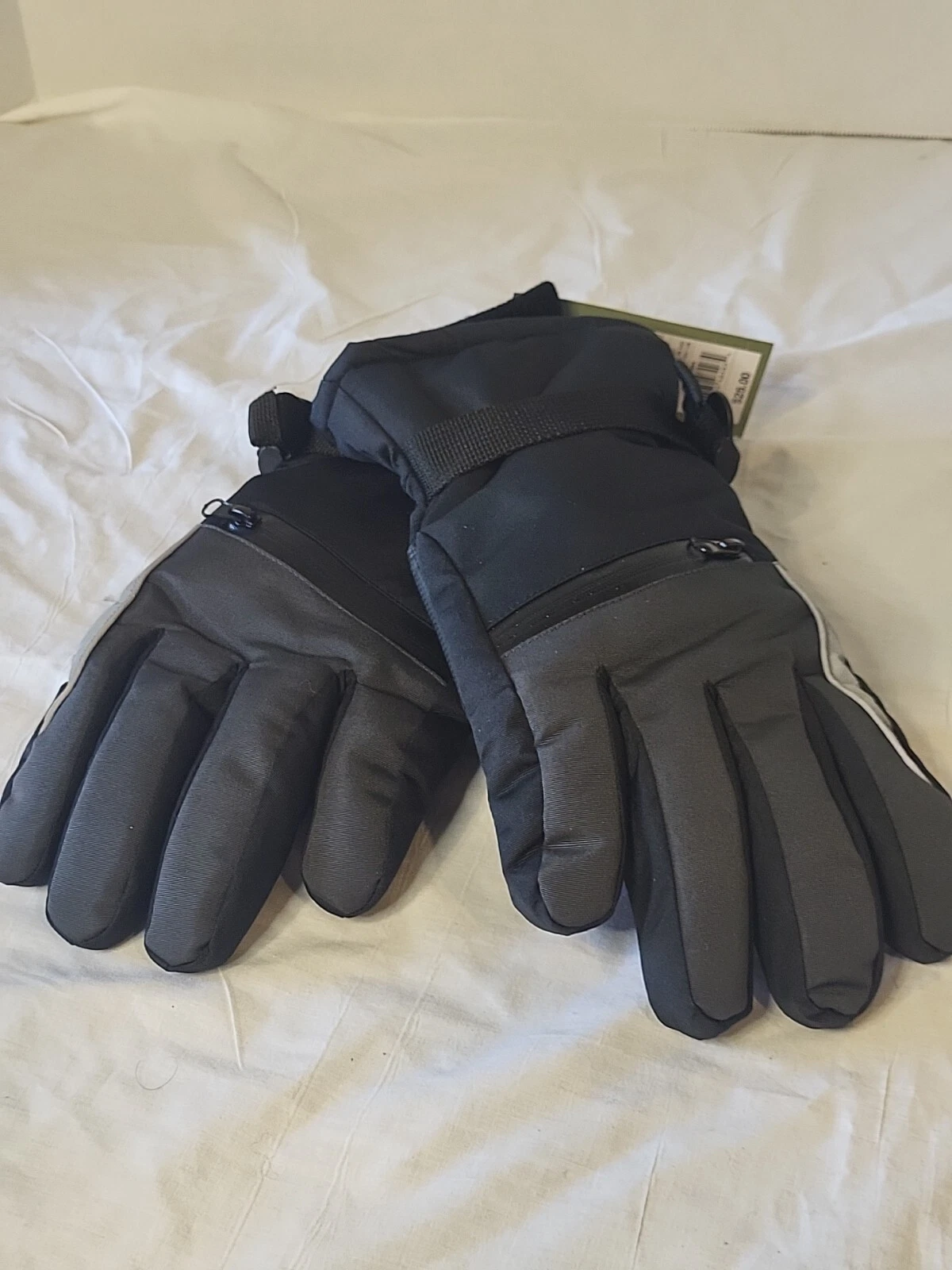 Winter Snow Gloves Mens Size L/XL Black, Reflective Strip,warmer Pocket
