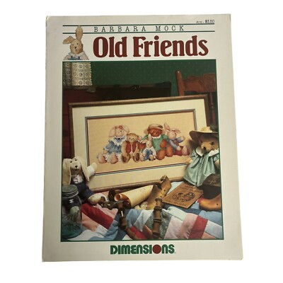 Dimensions Old Friends Teddy Bear Cross Stitch Pattern by Barbara Mock 1990